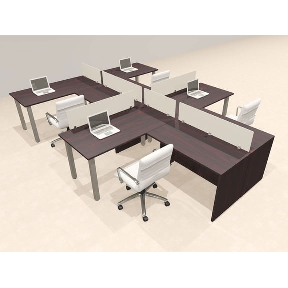 4 Person Modern Metal Leg Office Workstation Desk Set, #OT-SUL-SPM108