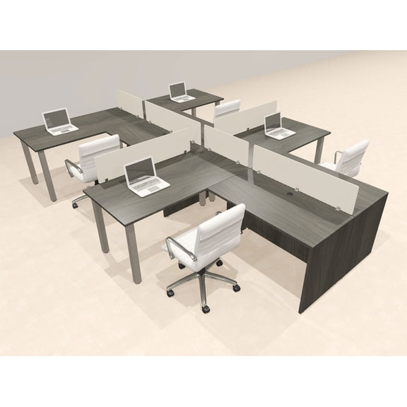 4 Person Modern Metal Leg Office Workstation Desk Set, #OT-SUL-SPM110