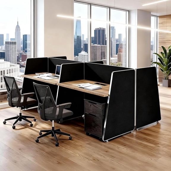 4-Person Modular Cubicle Desk Workstation with Power & Mobile Storage