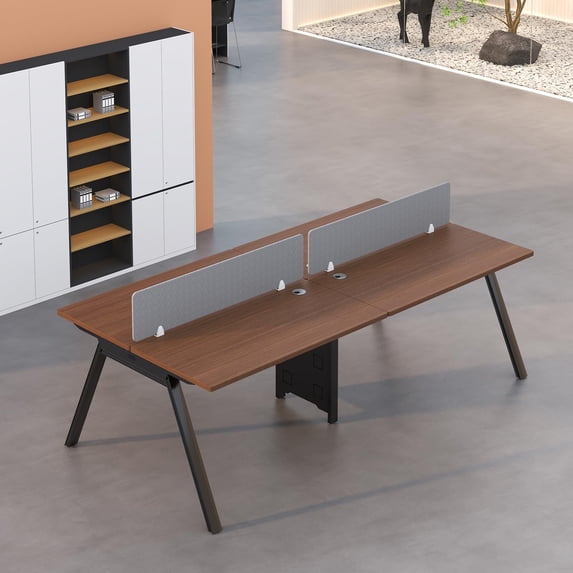 4 Person Office Cubicle Desk, Modular Workstation Table with Privacy ...