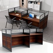 4 Person Office Cubicle Desk with Privacy Panel,Modular Office Cubicle Workstation with Cable Management,Staff Cubicle Desk for Open Offices,School,Call Centers 94.4in