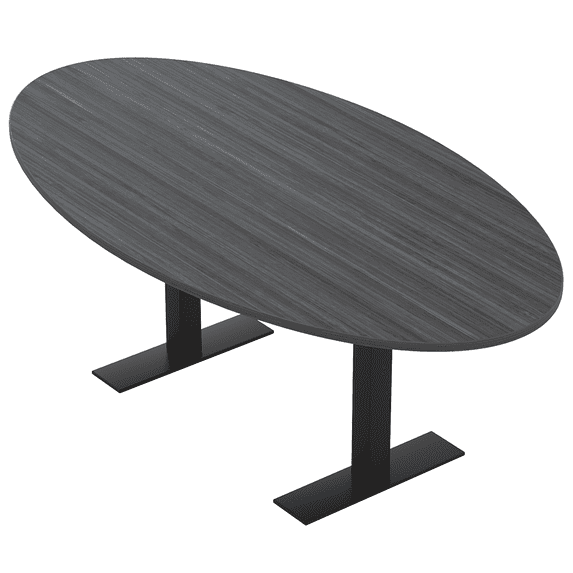 4 Person Oval Conference Room Table Metal T-Bases Electrical Unit