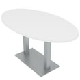 thumbnail image 1 of 4 Person Oval Conference Room Table Square Metal Base 3X5 Power Unit, 1 of 5