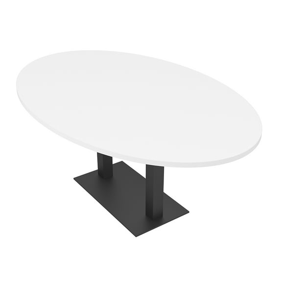 4 Person Oval Conference Table Metal Base Data And Electric Module