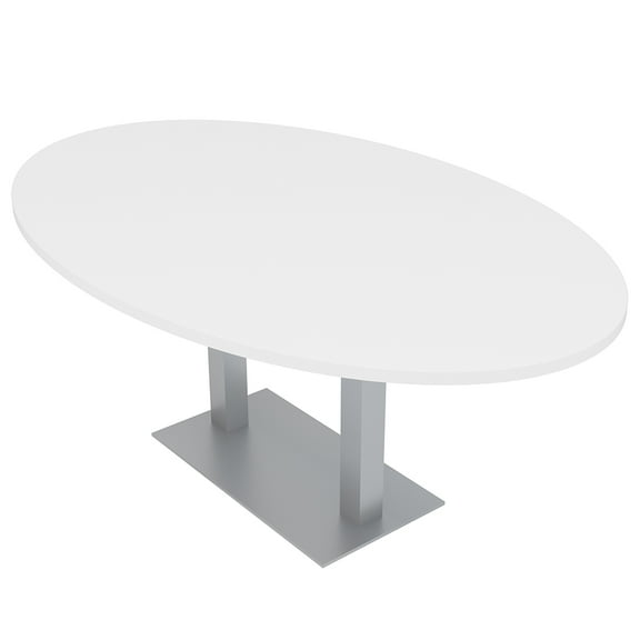 4 Person Oval Conference Table Metal Base Data And Electric Module