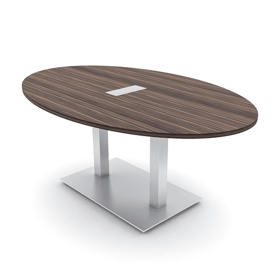 4 Person Oval Conference Table Metal Base Data And Electric Module
