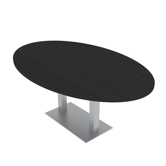 4 Person Oval Conference Table Metal Base Data And Electric Module