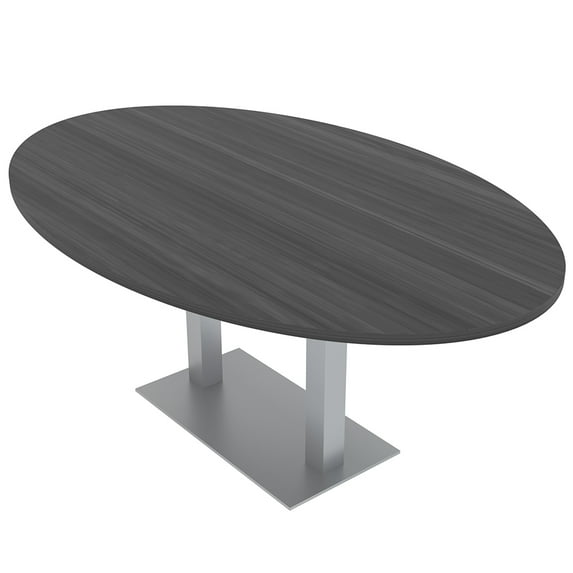 4 Person Oval Conference Table Metal Base Data And Electric Module
