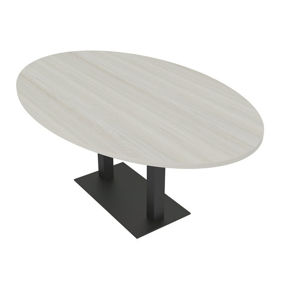 4 Person Oval Conference Table Metal Base Data And Electric Module