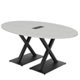 thumbnail image 1 of 4 Person Oval Conference Table With X Bases Data And Electric Module, 1 of 7