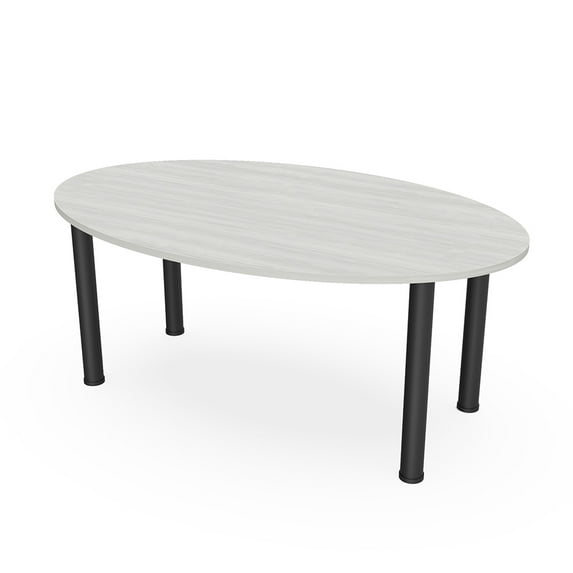 4 Person Powered Oval Shaped Conference Table Post Legs 6'x4'