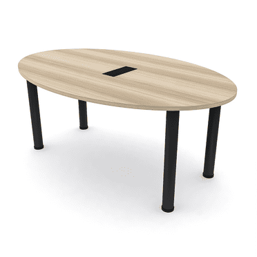 4 Person Powered Oval Shaped Conference Table  Post Legs 6'x4'
