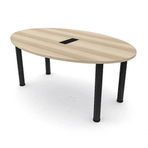 4 Person Powered Oval Shaped Conference Table Post Legs 6'x4'