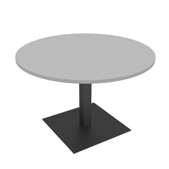 42" Small Round 4 Person Conference Room Table With Square Black Base