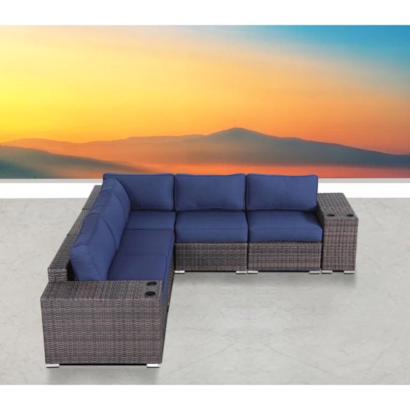 4-Person Seating Group with Handwoven Wicker / Luxury Outdoor Experience