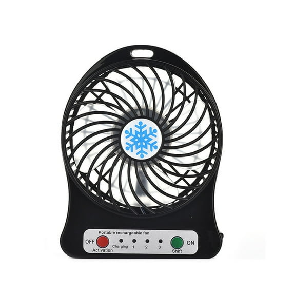 4" Personal Fan, Rechargeable Battery, 3 Speed Settings, Lightweight, Compact and Portable, Adjutstable Head, Home and Office, USB Cable, Black Finish