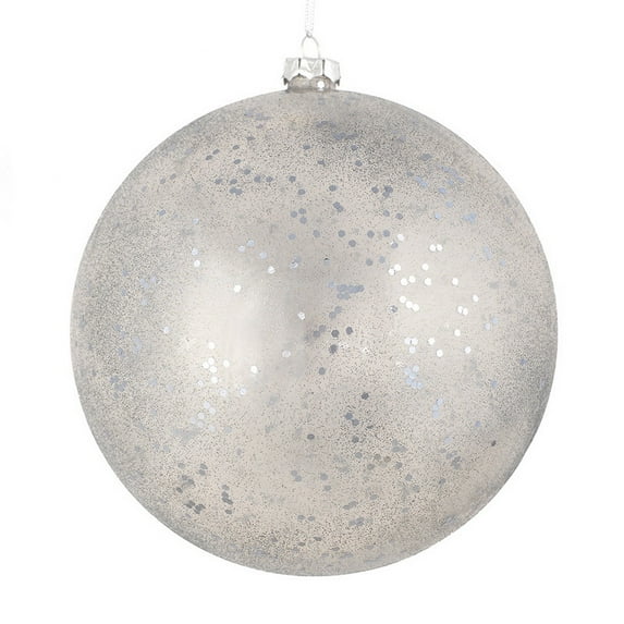 Vickerman N184187 4" Pewter Glitter Clear Ball 6/Bag