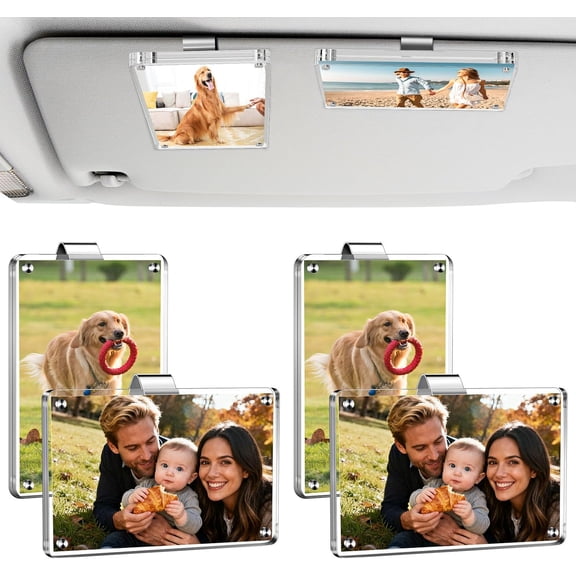 4   Picture Holder, Clear    Photo Holder, Horizontal & Vertical Photo  Visor Photo Clip, Personalized  Picture Frame, Suitable for Adding Family, Personal or Pets Photos