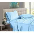 thumbnail image 1 of 4 Piece 100% Egyptian Cotton Bed Sheets Set - Luxury Soft & 600TC Sheets - Deep Pocket of 12" Inch - Hotel Style Silky Bedding Collection - Light Blue Stripe, Twin Size., 1 of 7