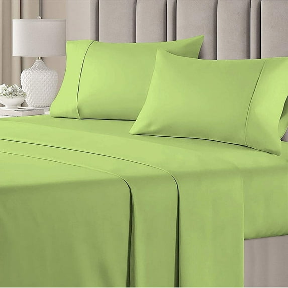 4 Piece 100% Egyptian Cotton Bed Sheets Set - Luxury Soft & 600TC Sheets - Deep Pocket of 12" Inch - Hotel Style Silky Bedding Collection - Sage Solid, King Size.