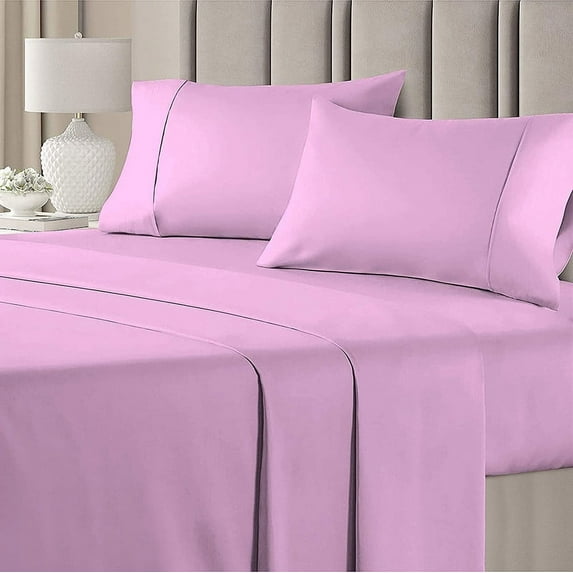 4 Piece 100% Egyptian Cotton Bed Sheets Set - Luxury Soft & 600TC Sheets - Deep Pocket of 16" Inch - Hotel Style Silky Bedding Collection - Pink Solid, Cal-King Size.