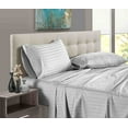 thumbnail image 1 of 4 Piece 100% Egyptian Cotton Bed Sheets Set - Luxury Soft & 600TC Sheets - Deep Pocket of 18" Inch - Hotel Style Silky Bedding Collection - Light Grey Stripe, Cal-King Size., 1 of 7