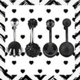thumbnail image 1 of 4-Piece 14G Black Belly Button Rings Set, Stainless Steel Navel Piercing Jewelry - Crystal Designs, 1 of 6