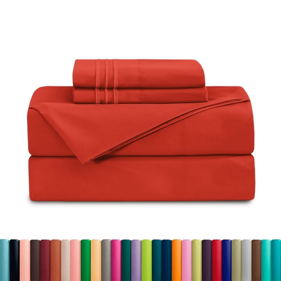 4-Piece 1500 Series Bed Sheets Soft, Comfortable, Perfect for Any Bedroom, King, Rust