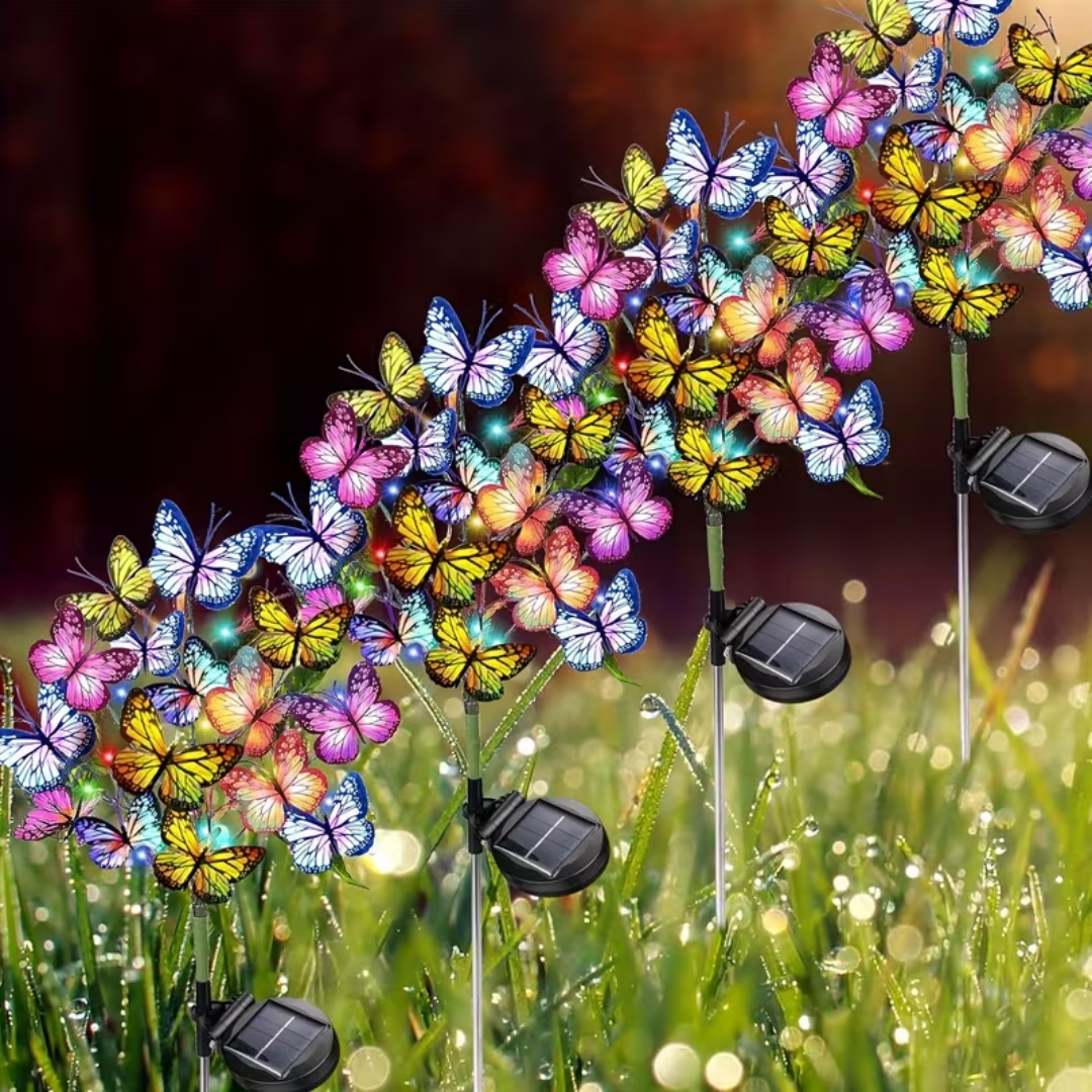 4-Piece 160 Led 68 Butterfly Solar Lights, Used For Garden And Yard Decoration, Christmas Decorations, Mother's Day Gifts For Mothers
