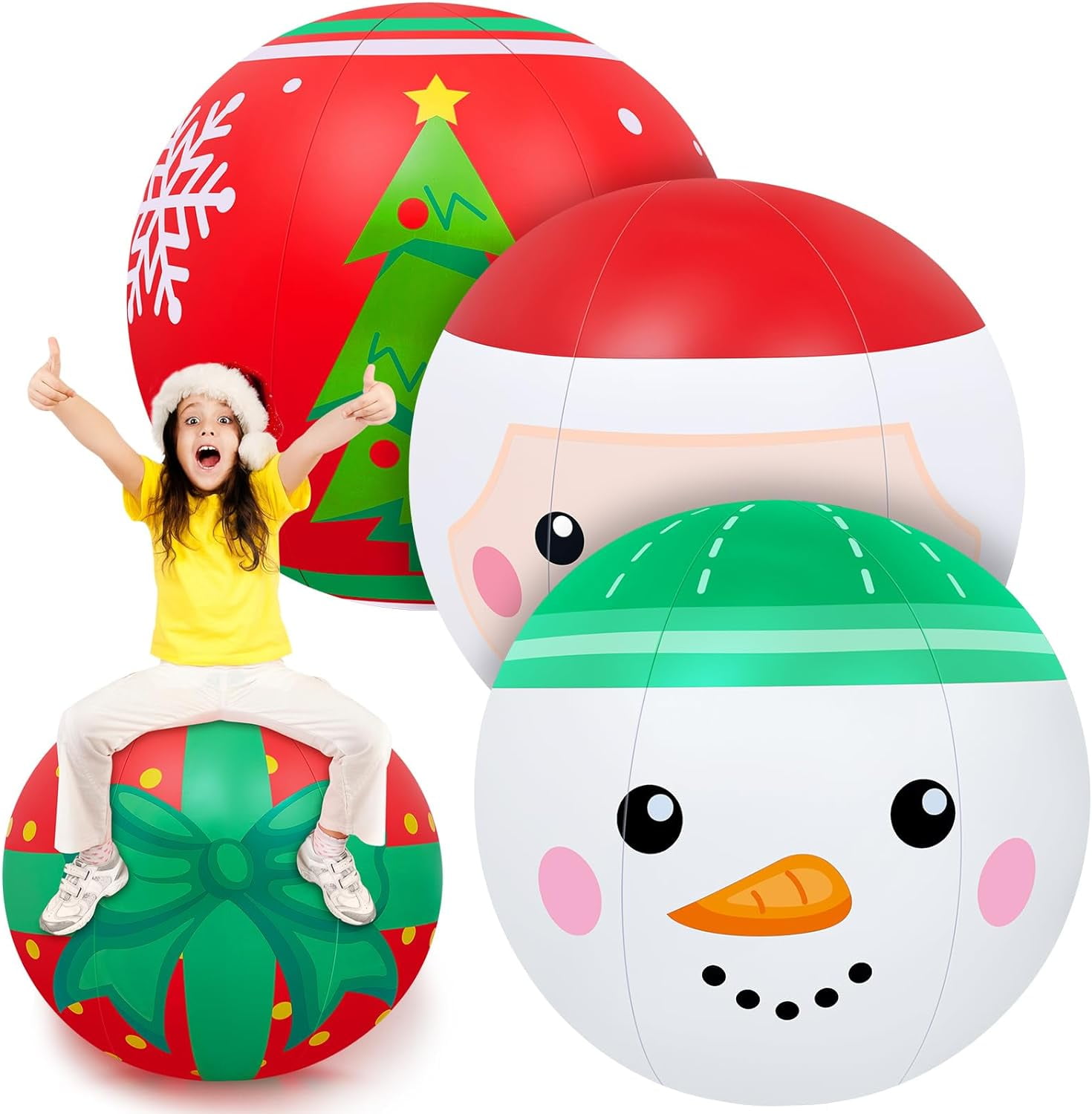 4Piece 27 Inch Giant PVC Inflatable Christmas Balls for Holiday