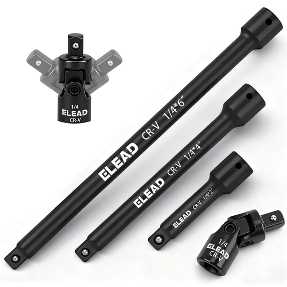 4-Piece 3/8" Drive Socket Extension Bar Set, 3, 6, 10 inch Professional Extension Set, 3/8 Inch Drive Universal Joint Socket, Premium Cr-V Steel Sockets Wrench Extender