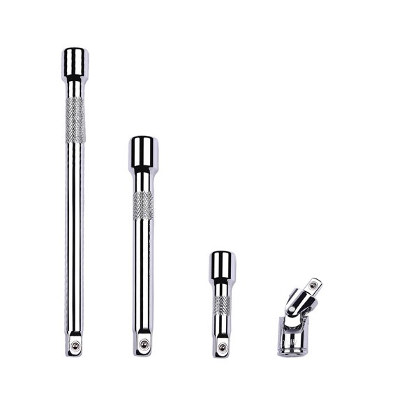 4 Piece 3/8 Inch Drive Extension Bar Set, 3/8 Inch Drive Socket Extension Set Includes 3, 6, and 10 Inch Extensions and Universal Joint Socket
