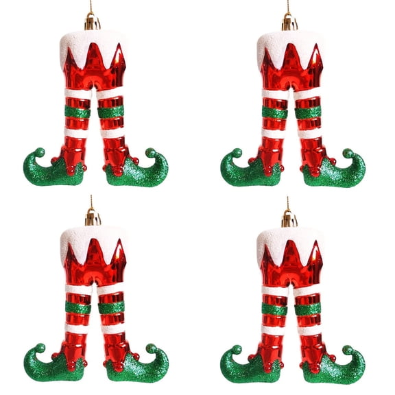 4 Piece 3D Elf Leg Boot Hanging Ornaments, Christmas Tree Decoration Accessories, Festive Pendants For Holiday Home Office Setup