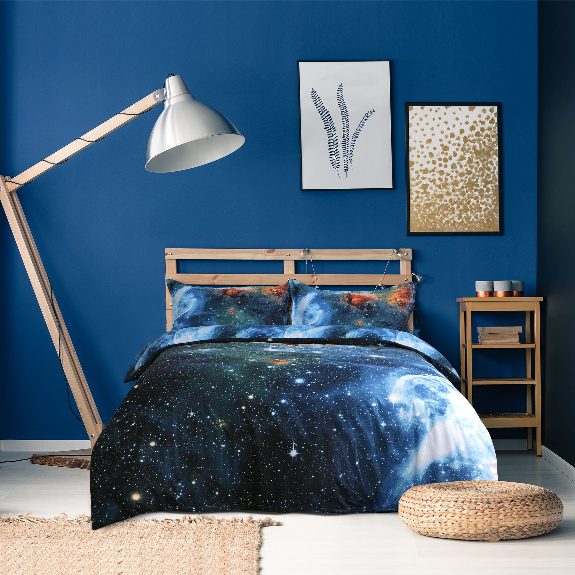 4-Piece 3D Galaxy Duvet Cover Bedding Set with Flat Sheet Pillowcase Twin