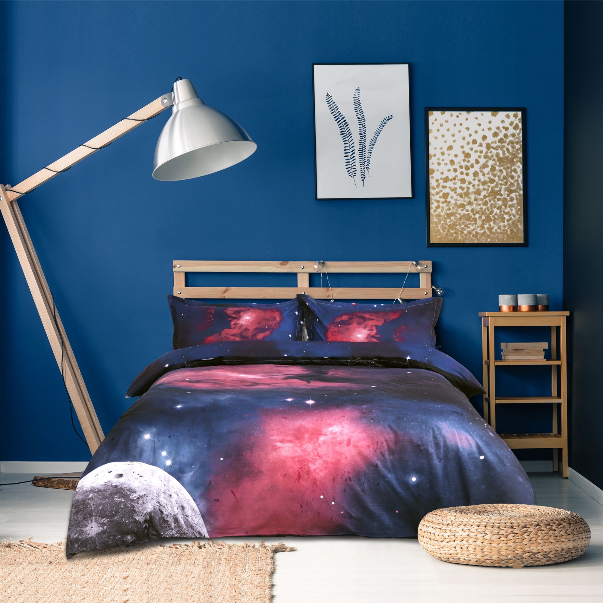 4-Piece 3D Galaxy Duvet Cover Bedding Set with Pillowcase Fuchsia Twin