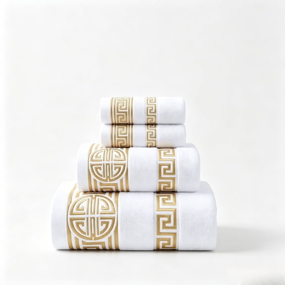 4-Piece Cotton Towel Set, 430 Gsm, Includes 1 Bath 1 Hand 2 Washcloth for Bathroom Spa Travel