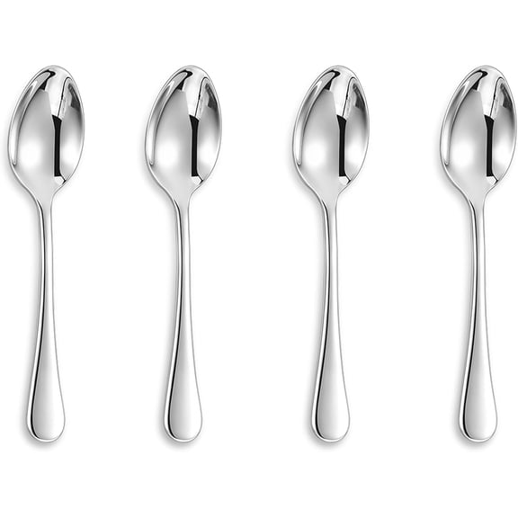 4-Piece 5.9 Inch Heavy-Duty 18/10 Stainless Steel Spoon Set – Mirror Finish Flatware for Daily Use, Hosting, and Special Occasions (Small Spoons, Set of 4)