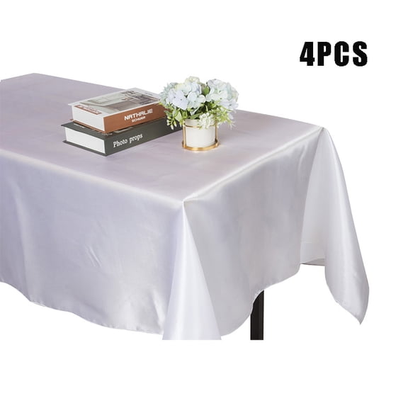 4-Piece 57x118 Inch Satin Tablecloth Set – Shiny Rectangular Table Cover for Wedding, Banquet & Party
