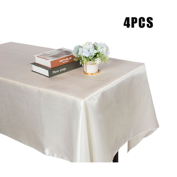 4-Piece 57x118 Inch Satin Tablecloth Set – Shiny Rectangular Table Cover for Wedding, Banquet & Party