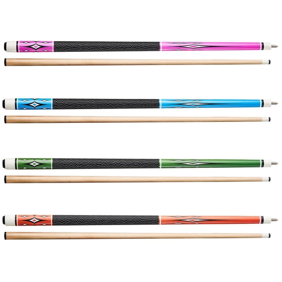 4-Piece 58" Canadian Maple Pool Cue Set, ABS Connection Ring, for Pool Table, Home, Bar, Office, 18-21 oz