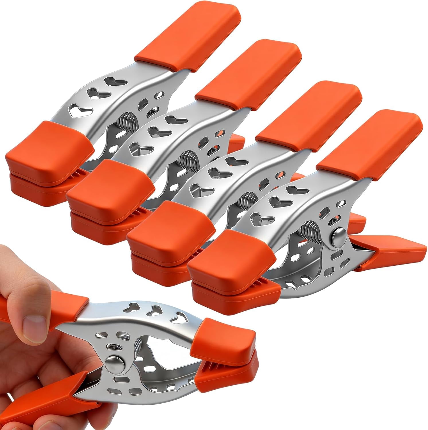4-Piece 8" inch Spring Clamp, Heavy Duty Metal Clamps, 3.4"-inch Jaw opening Orange 8