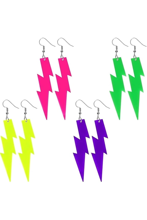 4 Piece 80s Earrings For Women,80s Earrings,Suitable For Retro Parties,Theme Events,Daily Matching,Photo Taking,Music Festivals And Other Scenes