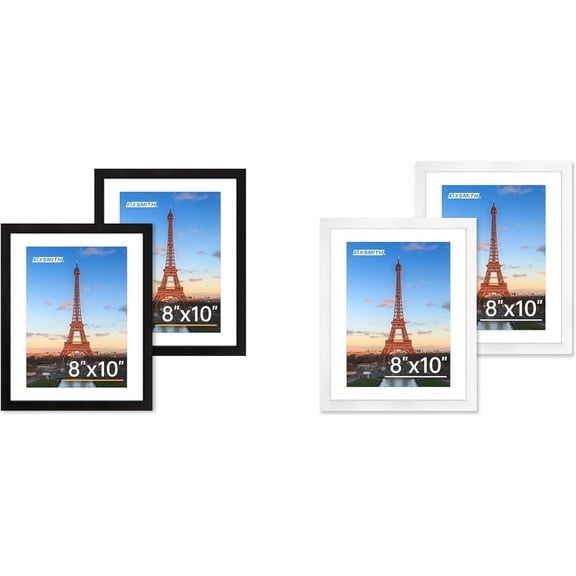 4 Piece 8x10 Inch Picture Frame Set Black And White Tabletop Wall Display Holder