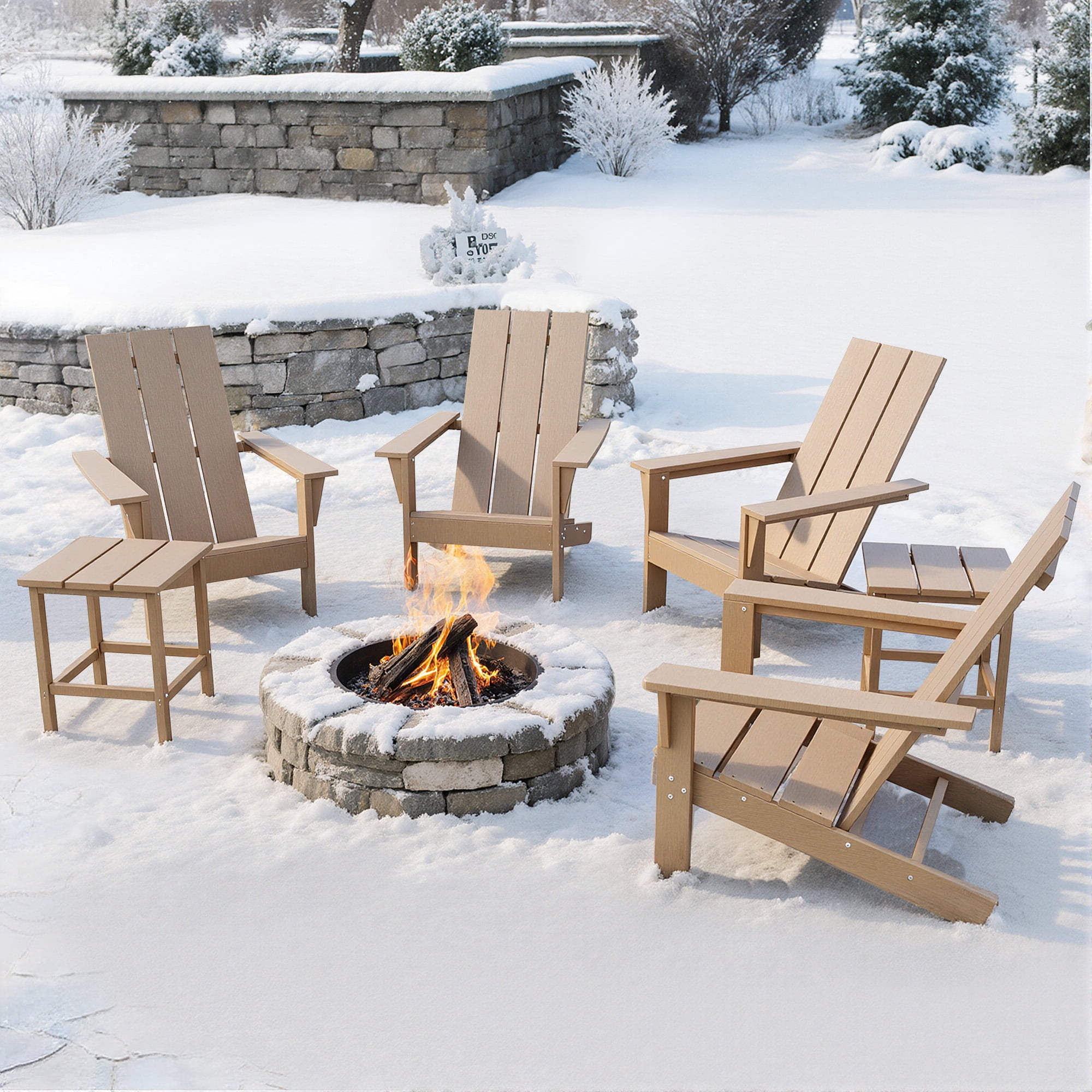 Kullavik Adirondack Chair Set of 4 with 2 Side Tables, Outdoor Patio ...
