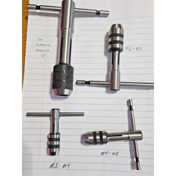 4 Piece Adjustable T-Handle Tap Wrench - M1-M4, M4-M8, M6-M12 Sizes + 4Th??