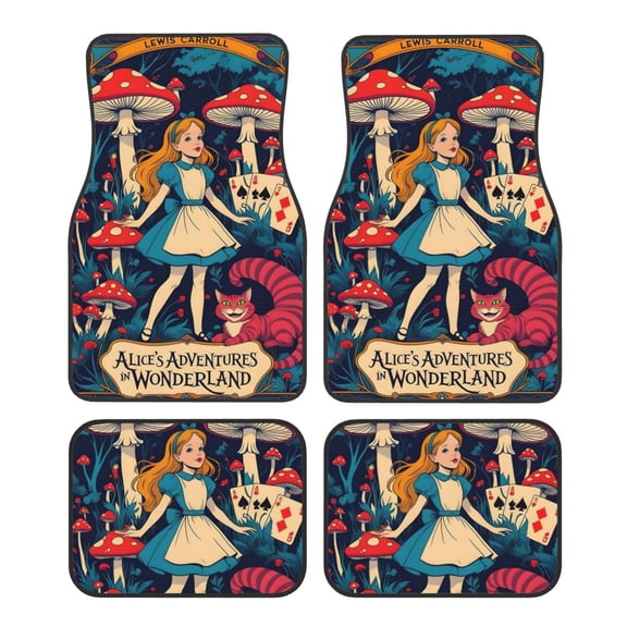4 Piece Alice in Wonderland Car Floor Mats,All Weather Protection Waterproof Universal Automotive SUV Sedan Van Girl Women Men Boy(Front, Back)