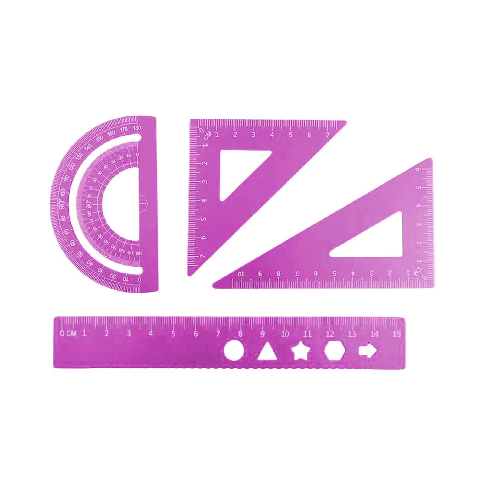 4-Piece Aluminum Alloy Ruler Set, Geometric Drawing Ruler with Stencil ...