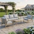 thumbnail image 1 of 4-Piece Aluminum Patio Furniture Set, Rustproof Outdoor Conversation Set with 3-Seat Sofa, Armchairs and Coffee Table, 1 of 7