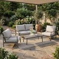 thumbnail image 1 of 4-Piece Aluminum Patio Furniture Set, Rustproof Outdoor Conversation Set with Loveseat, Armchairs and Coffee Table, 1 of 7