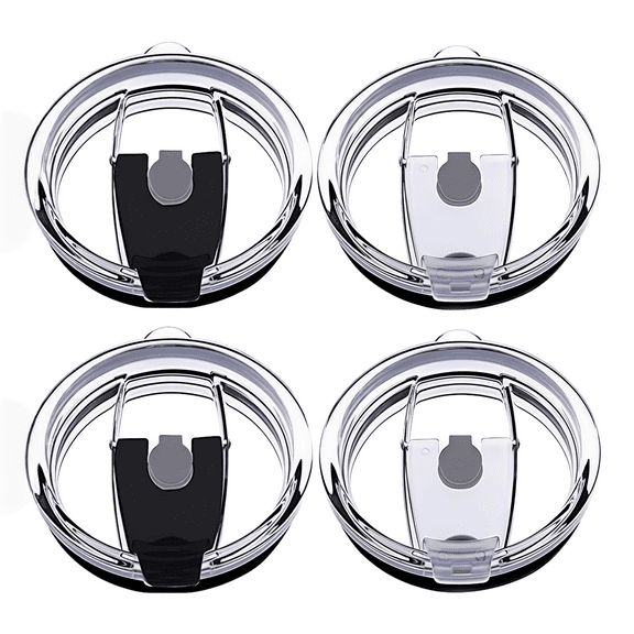 4-Piece Anti-Spill Tumbler Lid Set (20 oz Capacity), Splash-Proof Cup Lid Replacement 3.25" Diameter